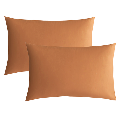 JELLYMONI Rust 100% Washed Cotton Pillowcases with Envelope Closure - JELLYMONI