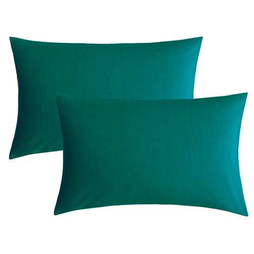 JELLYMONI Emerald Green 100% Washed Cotton Pillowcases with Envelope Closure - JELLYMONI
