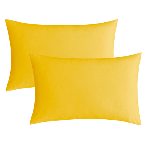 JELLYMONI Ginger Yellow 100% Washed Cotton Pillowcases with Envelope Closure - JELLYMONI